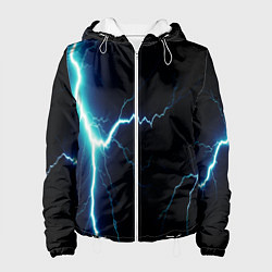 Куртка с капюшоном женская Lightning light blue, цвет: 3D-белый