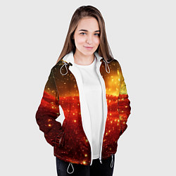 Куртка с капюшоном женская Красно-желтая блестящая текстура, цвет: 3D-белый — фото 2