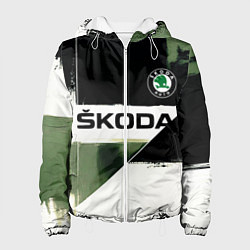 Куртка с капюшоном женская Skoda логотип, цвет: 3D-белый