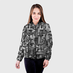 Куртка с капюшоном женская Серый геометричные полоски, цвет: 3D-черный — фото 2