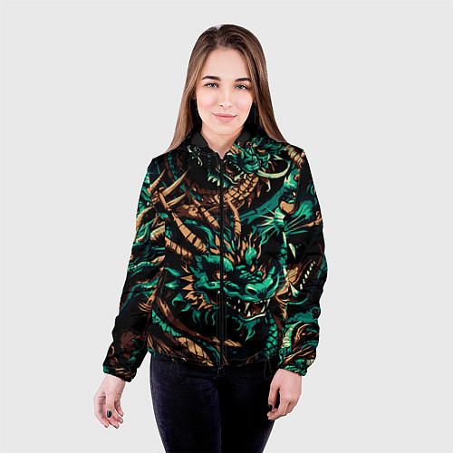 Женская куртка Японские драконы ирезуми / 3D-Черный – фото 4