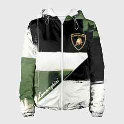 Куртка с капюшоном женская Ламборджини логотип, цвет: 3D-белый