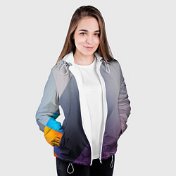 Куртка с капюшоном женская Color grey with stripes, цвет: 3D-белый — фото 2