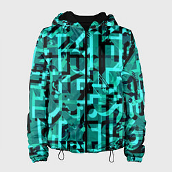 Куртка с капюшоном женская Неоновый голубой объёмный эффект, цвет: 3D-черный