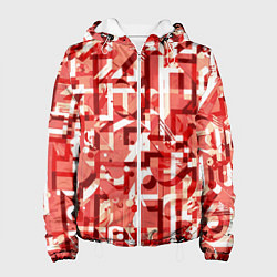 Куртка с капюшоном женская Красно-белый объёмный эффект, цвет: 3D-белый