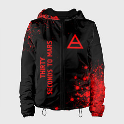 Куртка с капюшоном женская Thirty Seconds to Mars - red gradient вертикально, цвет: 3D-черный