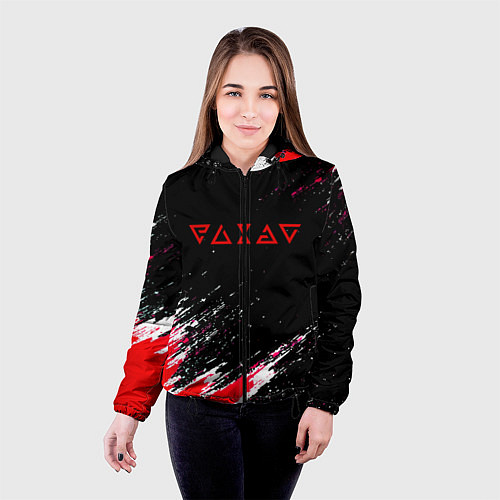 Женская куртка Ведьмак текстура краски / 3D-Черный – фото 4