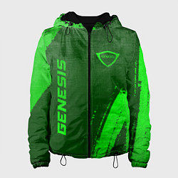Куртка с капюшоном женская Genesis - green gradient вертикально, цвет: 3D-черный