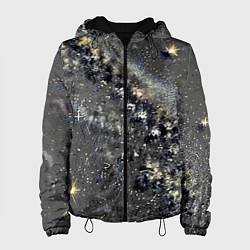 Куртка с капюшоном женская Тёмный серый абстракция звёзды, цвет: 3D-черный