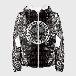 Куртка с капюшоном женская Дерево жизни и древние руны, цвет: 3D-белый