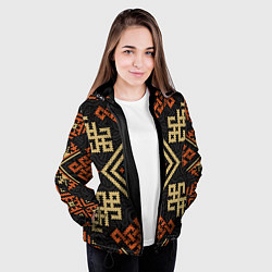 Куртка с капюшоном женская Древний узор с защитными символами, цвет: 3D-черный — фото 2