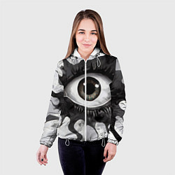 Куртка с капюшоном женская Глаз и щупальца - психоделика, цвет: 3D-белый — фото 2