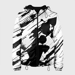 Куртка с капюшоном женская Брызги и штрихи черной краски, цвет: 3D-черный