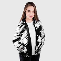 Куртка с капюшоном женская Брызги и штрихи черной краски, цвет: 3D-черный — фото 2