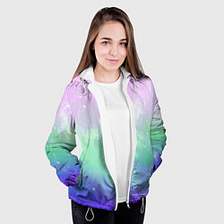 Куртка с капюшоном женская Космический бледный розово-синий, цвет: 3D-белый — фото 2