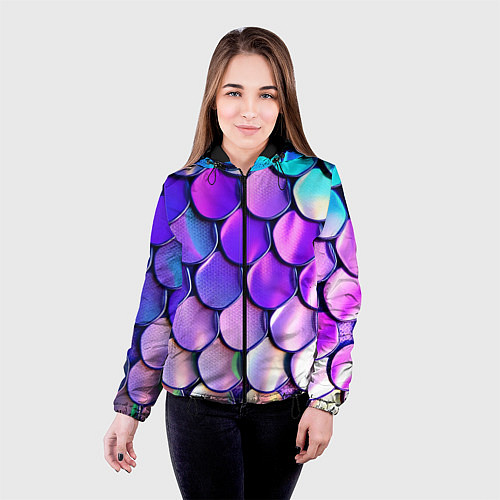 Женская куртка Мазки краски с градиентом / 3D-Черный – фото 4