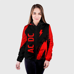 Куртка с капюшоном женская AC DC - red gradient вертикально, цвет: 3D-черный — фото 2