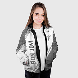 Куртка с капюшоном женская Bon Jovi - white gradient вертикально, цвет: 3D-черный — фото 2