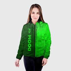 Куртка с капюшоном женская Doom - green gradient по-вертикали, цвет: 3D-черный — фото 2