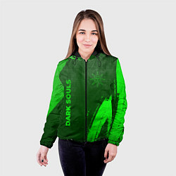 Куртка с капюшоном женская Dark Souls - green gradient вертикально, цвет: 3D-черный — фото 2