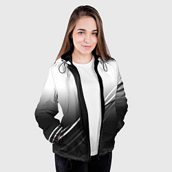 Куртка с капюшоном женская Градиент с полосами из белого в тёмный, цвет: 3D-черный — фото 2