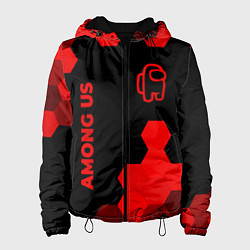 Куртка с капюшоном женская Among Us - red gradient вертикально, цвет: 3D-черный