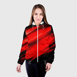 Куртка с капюшоном женская Красные мазги краски на черном, цвет: 3D-белый — фото 2