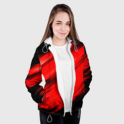 Куртка с капюшоном женская Красные мазги краски на черном, цвет: 3D-белый — фото 2