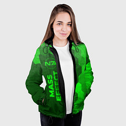 Куртка с капюшоном женская Mass Effect - green gradient по-вертикали, цвет: 3D-черный — фото 2