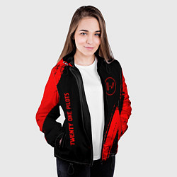 Куртка с капюшоном женская Twenty One Pilots - red gradient вертикально, цвет: 3D-черный — фото 2