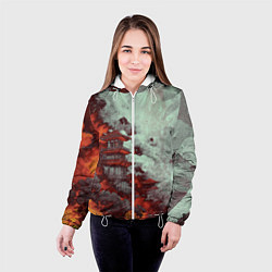 Куртка с капюшоном женская Башня в облаках, цвет: 3D-белый — фото 2