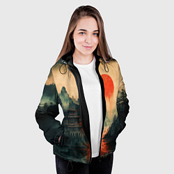 Куртка с капюшоном женская Старый Японский монастырь, цвет: 3D-черный — фото 2
