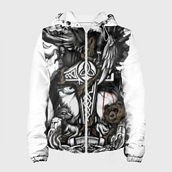 Куртка с капюшоном женская Языческий бог воинов, цвет: 3D-белый