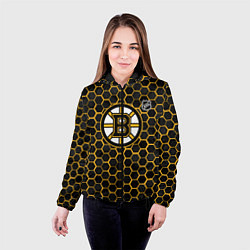 Куртка с капюшоном женская Бостон Брюинз - черные соты, цвет: 3D-черный — фото 2