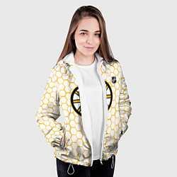 Куртка с капюшоном женская Бостон Брюинз - белые соты, цвет: 3D-белый — фото 2