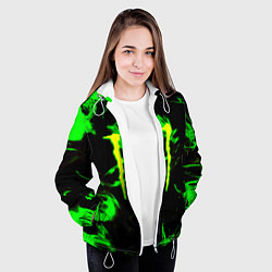 Куртка с капюшоном женская Monster energy кислотное лого огонь, цвет: 3D-белый — фото 2