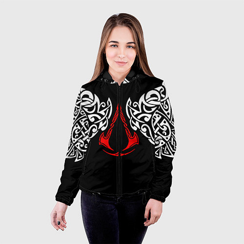 Женская куртка Силуэт ворона - Aссасинс Крид / 3D-Черный – фото 4