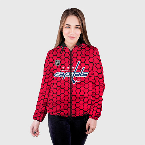 Женская куртка Вашингтон Кэпиталз - красные соты / 3D-Черный – фото 4