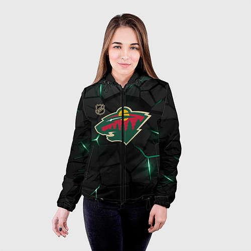 Женская куртка Миннесота Уайлд - плиты с подсветкой / 3D-Черный – фото 4