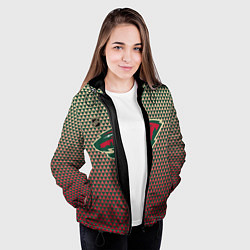 Куртка с капюшоном женская Миннесота Уайлд - геометрический градиент, цвет: 3D-черный — фото 2