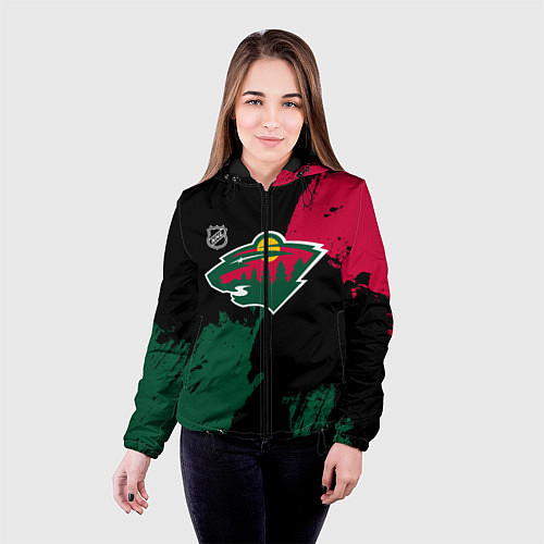 Женская куртка Миннесота Уайлд - брызги краски / 3D-Черный – фото 4