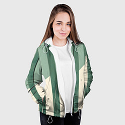 Куртка с капюшоном женская Зеленые полосы, цвет: 3D-белый — фото 2