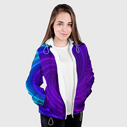 Куртка с капюшоном женская Фиолетовая спираль, цвет: 3D-белый — фото 2