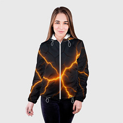 Куртка с капюшоном женская Молнии и черные плиты, цвет: 3D-белый — фото 2