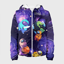 Куртка с капюшоном женская Among Us космос, цвет: 3D-белый