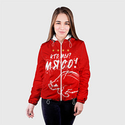 Куртка с капюшоном женская Кто мы - мясо - кабан, цвет: 3D-белый — фото 2