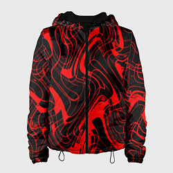 Женская куртка Чёрный с красным искажённая абстракция