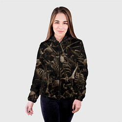 Куртка с капюшоном женская Человеческие кости, цвет: 3D-черный — фото 2