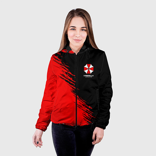 Женская куртка Umbrella Corp - red and black / 3D-Черный – фото 4