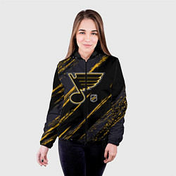 Куртка с капюшоном женская Сент Луис Блюз - агрессивная текстура, цвет: 3D-черный — фото 2